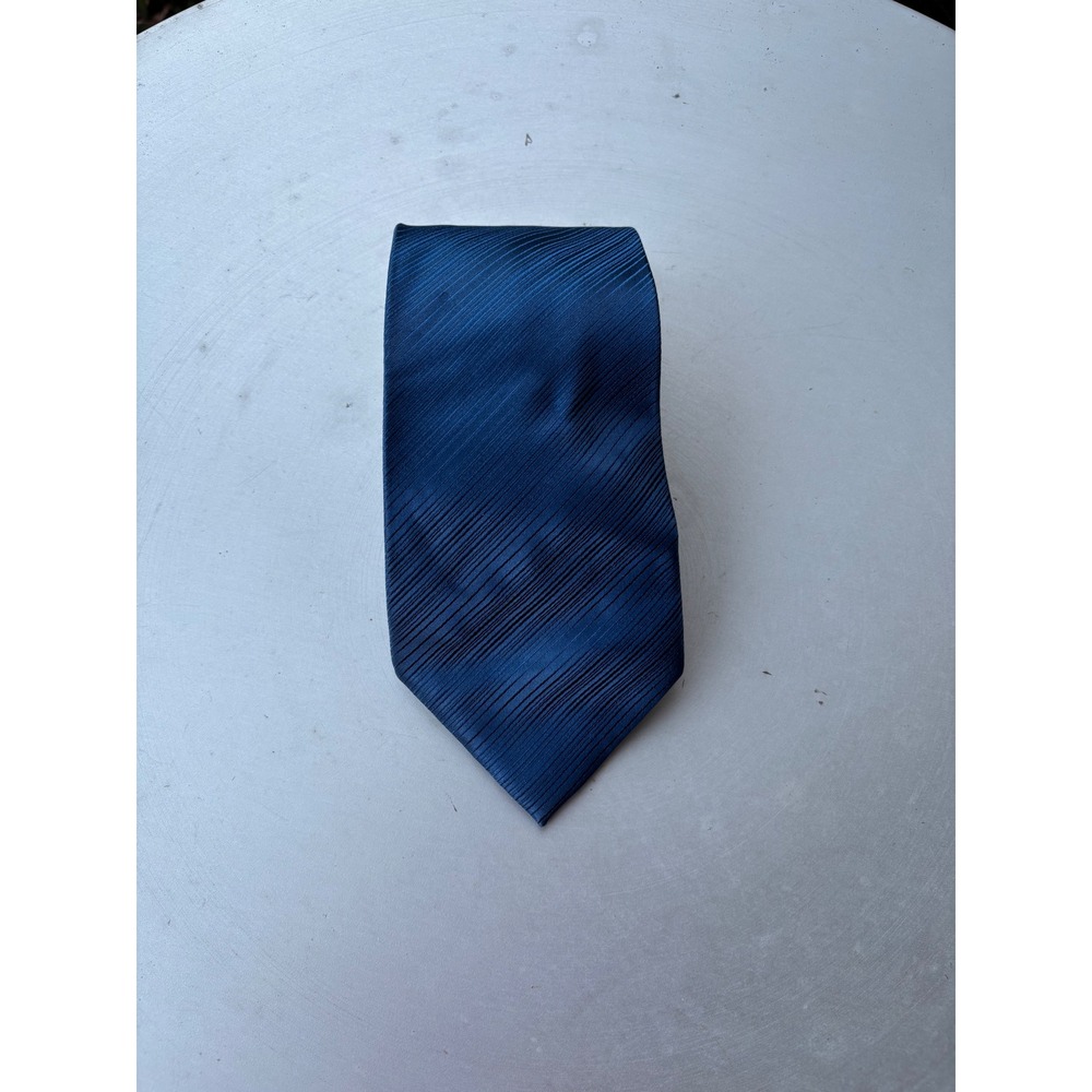 Perry Ellis Portfolio Mens Blue Textured Diagonal Rib 100% Silk Necktie‎ RN 2831
